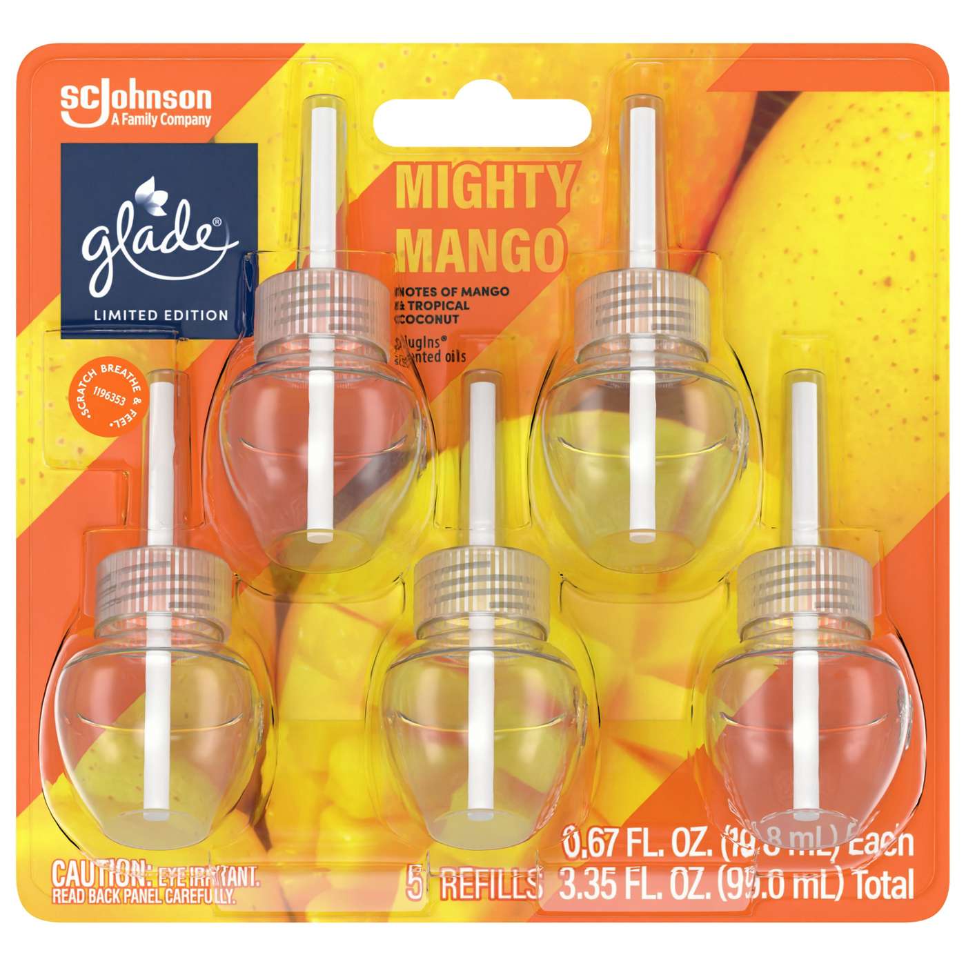 Glade PlugIns Scented Oil Air Freshener, Mighty Mango Limited Edition, 3.35 oz Total; image 1 of 8