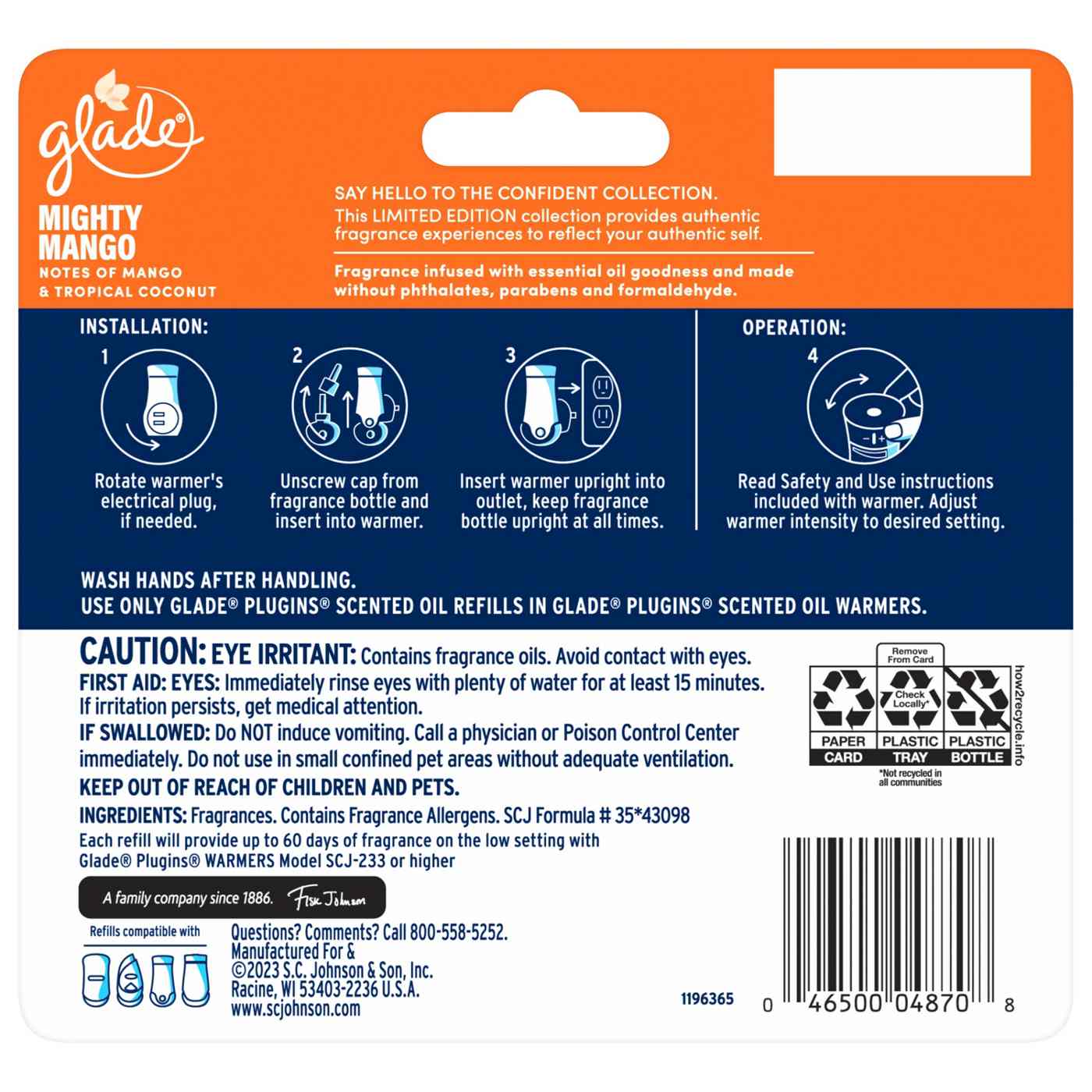 Glade PlugIns Scented Oil Air Freshener, Mighty Mango Limited Edition, 3.35 oz Total; image 5 of 8