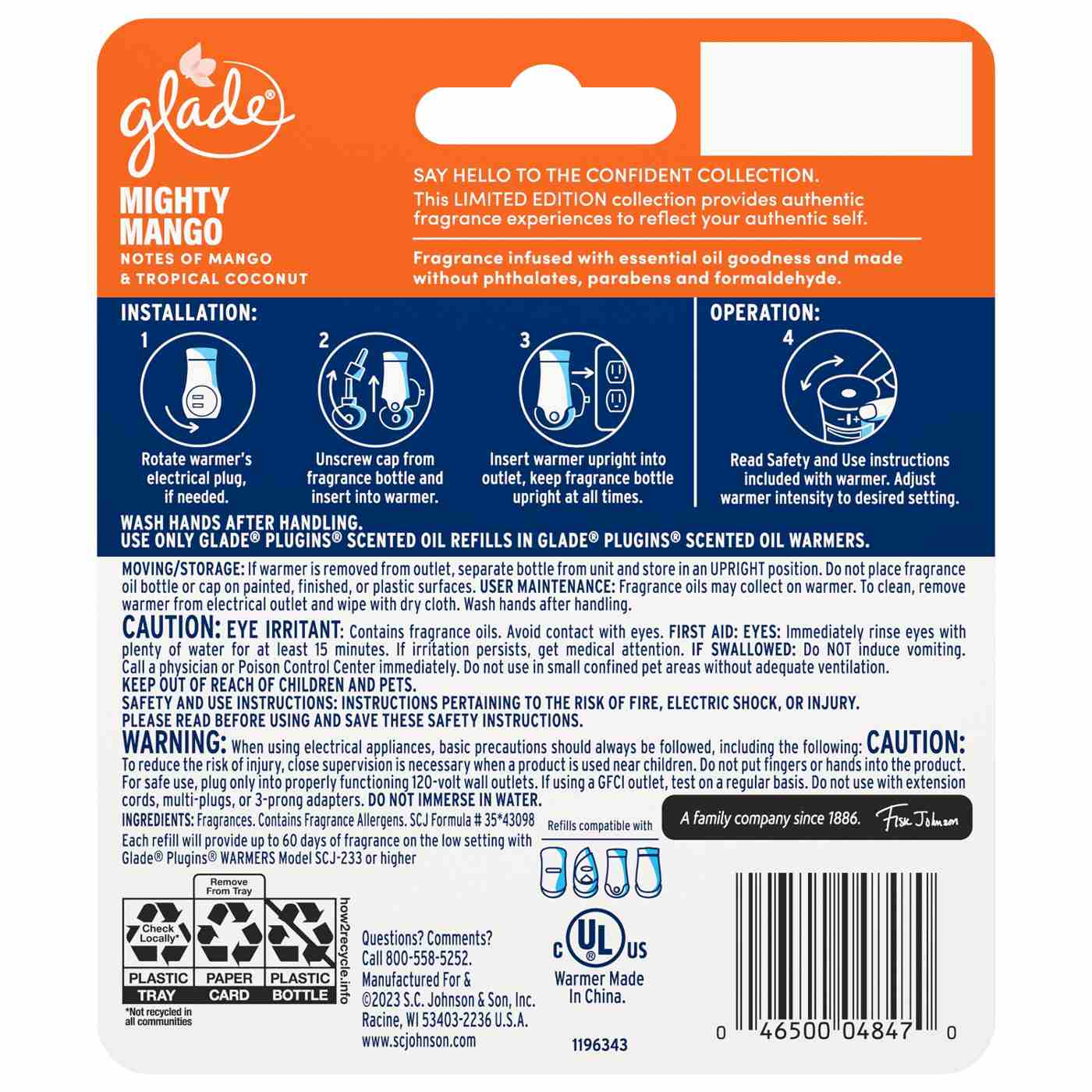 Glade PlugIns Scented Oil Air Freshener, Starter Kit, Mighty Mango Limited Edition, Warmer + 0.67 oz Refill; image 2 of 4