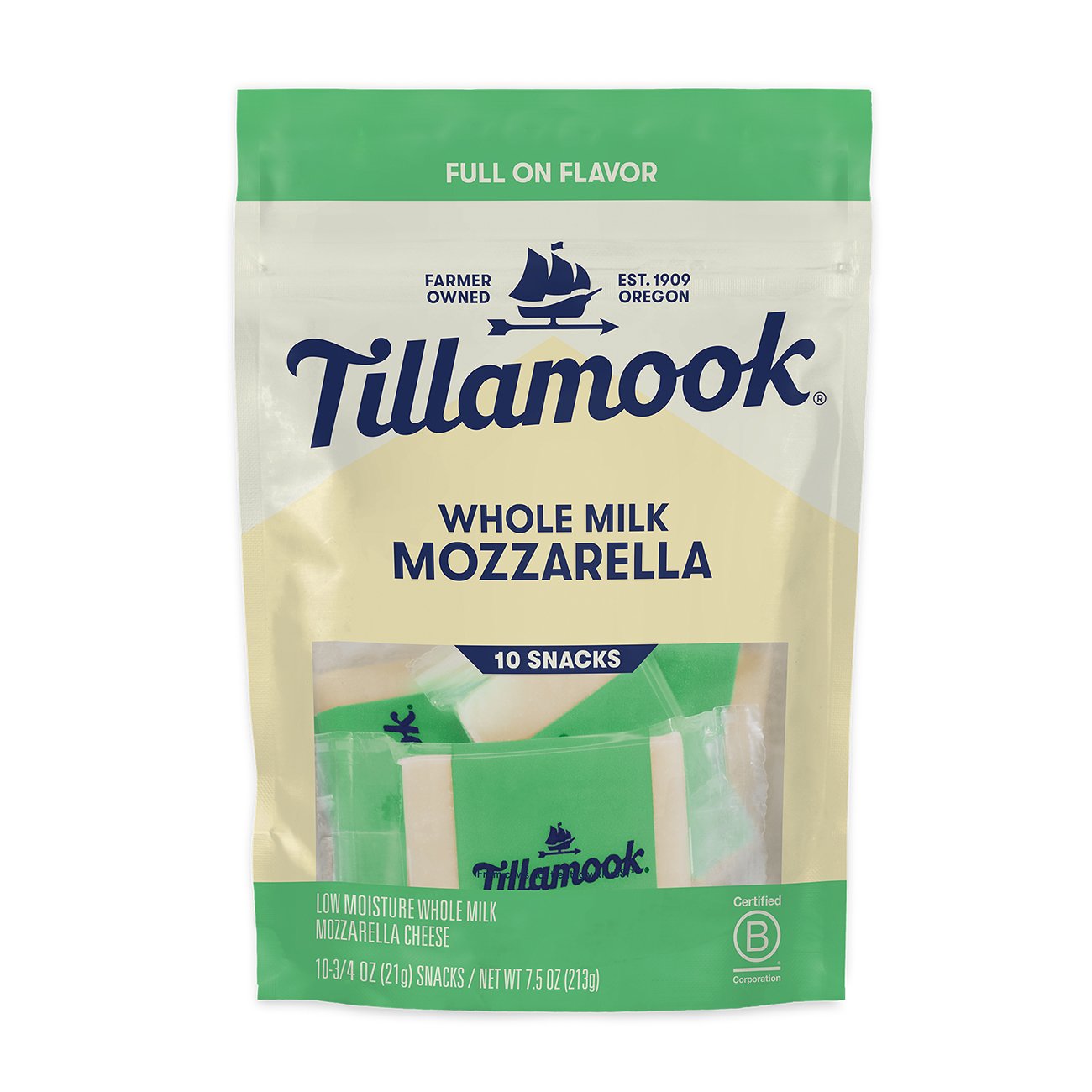 Tillamook Whole Milk Mozzarella Cheese Snack Bars, 10 ct Shop Cheese