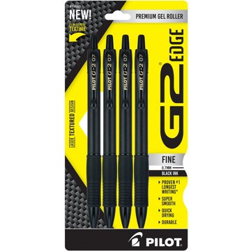 Pilot G2 Edge 0.7mm Retractable Gel Pens - Black Ink, 4 pk
