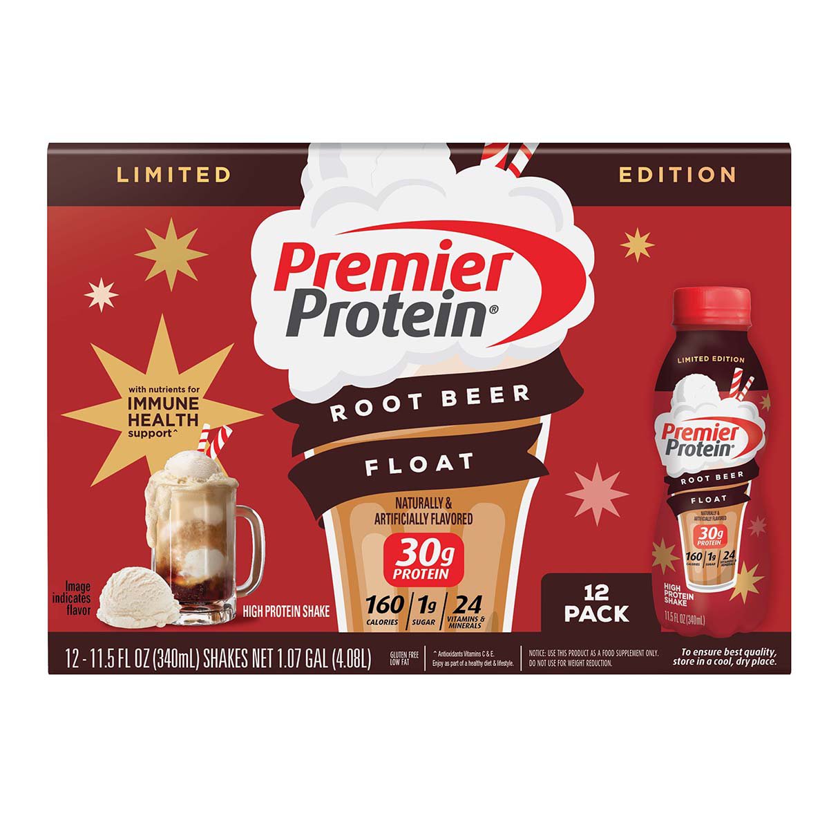 Premier Protein 30g Protein Shake 12 pk Root Beer Float Shop Diet & fitness at HEB