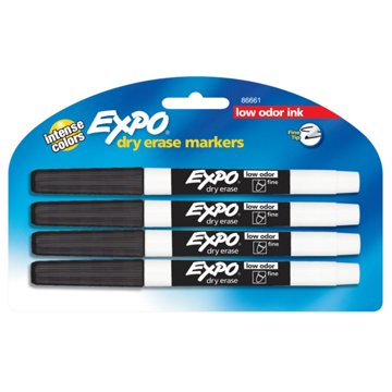 EXPO Fine Tip Dry Erase Markers - Black Ink, 4 pk