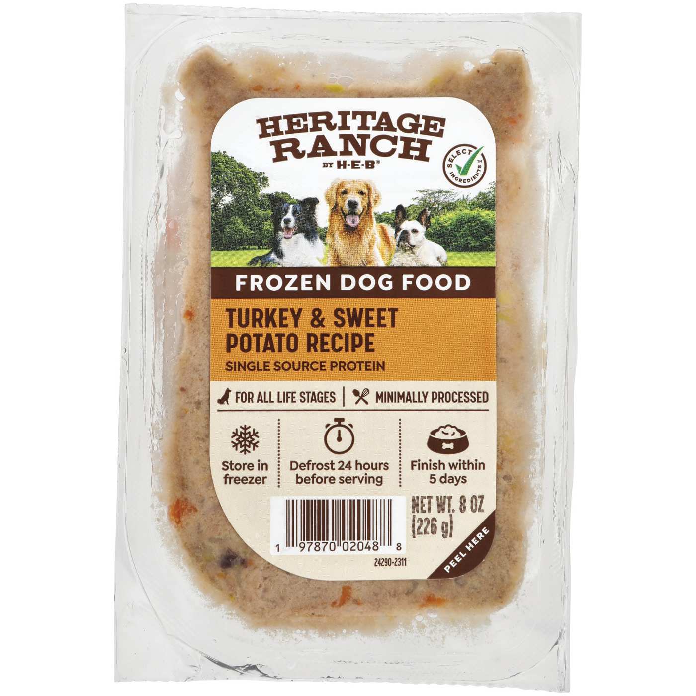 Heritage Ranch by H-E-B Frozen Dog Food – Turkey & Sweet Potato; image 1 of 2