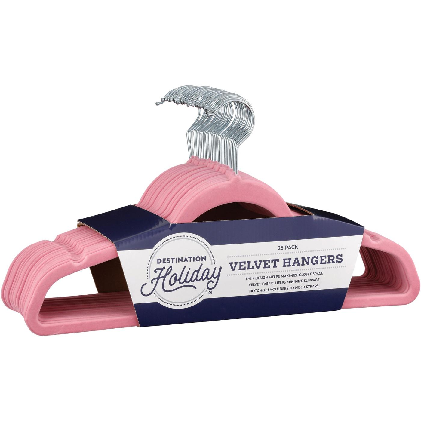 Destination Holiday Notched Velvet Hangers - Pink; image 1 of 3
