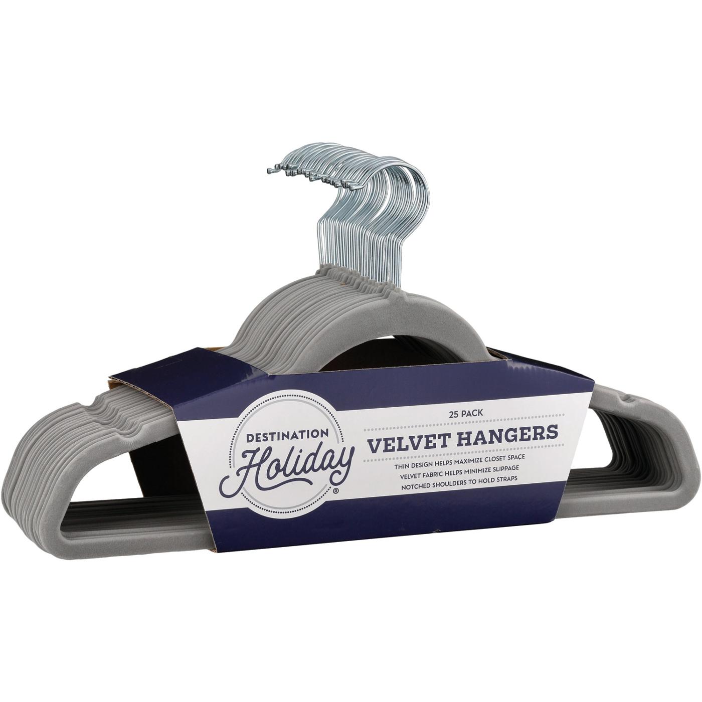 Destination Holiday Notched Gray Velvet Hangers; image 1 of 3