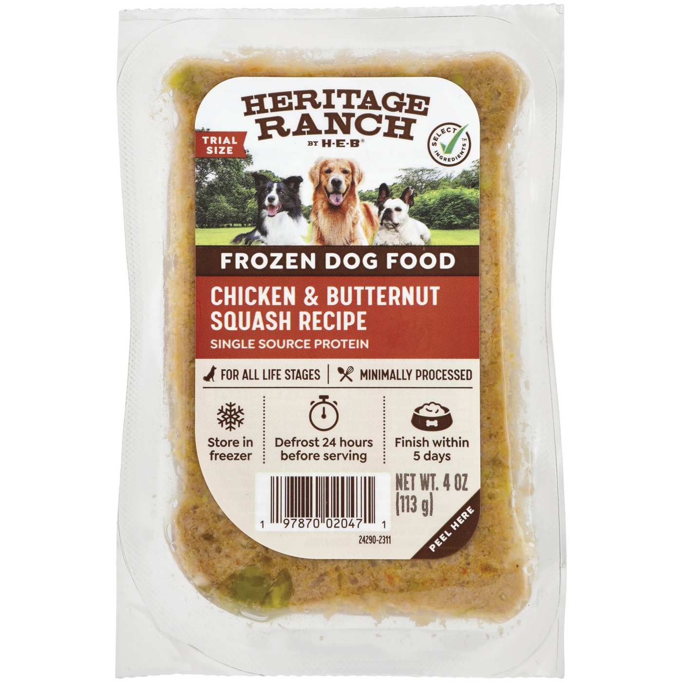 Heritage Ranch by H E B Frozen Dog Food Trial Size Chicken Butternut Squash Shop Food at H E B