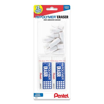 Pentel Hi-Polymer Erasers - White, 12 pc