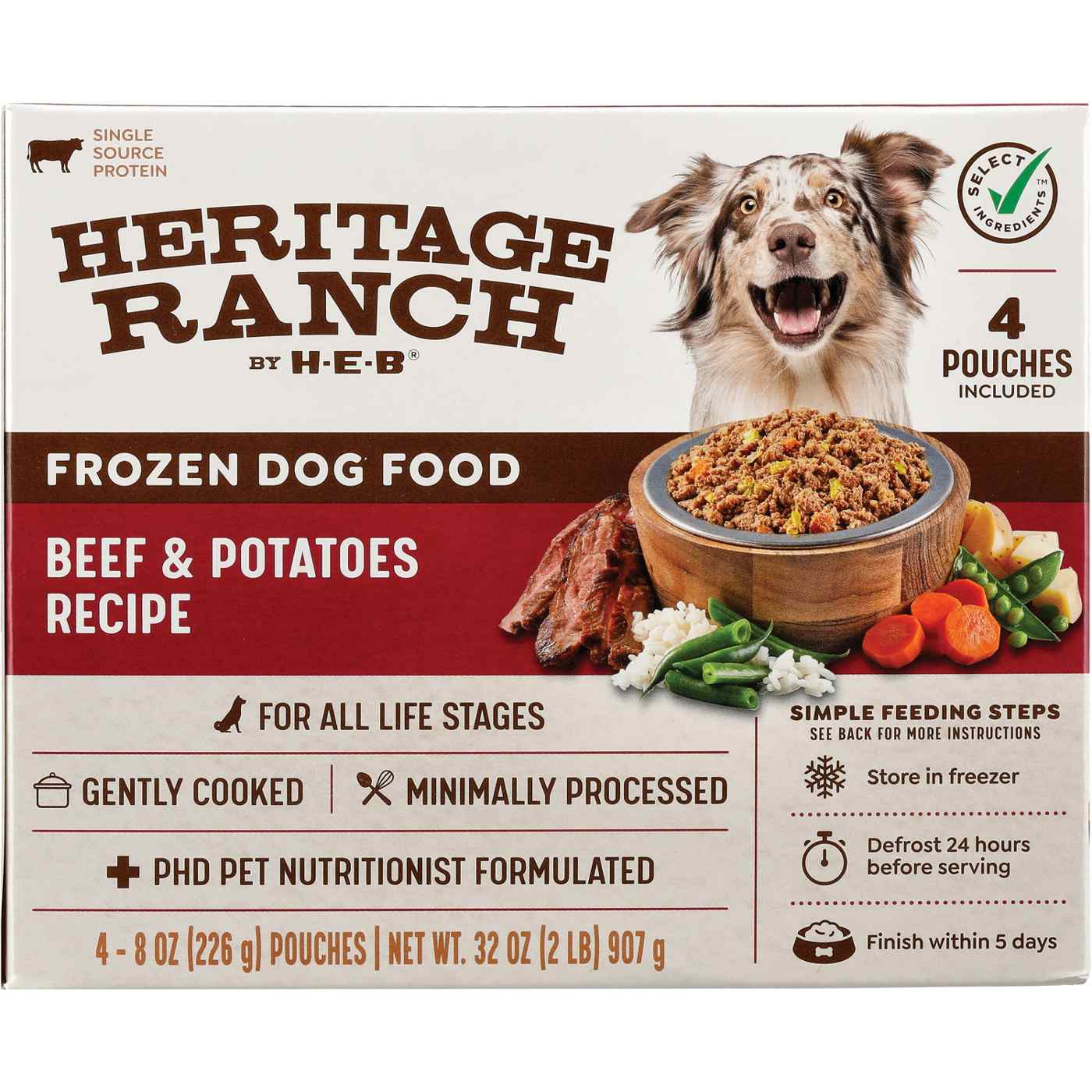 Heritage Ranch by H E B Frozen Dog Food Value Pack Beef Potatoes