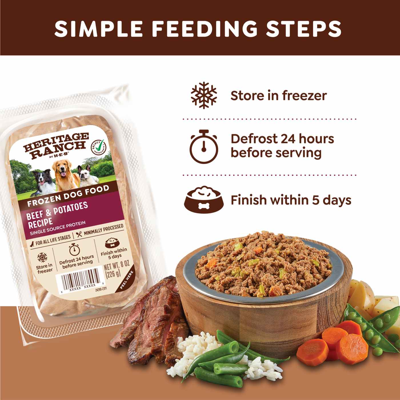 Heritage Ranch by H-E-B Frozen Dog Food Value Pack - Beef & Potatoes; image 4 of 6