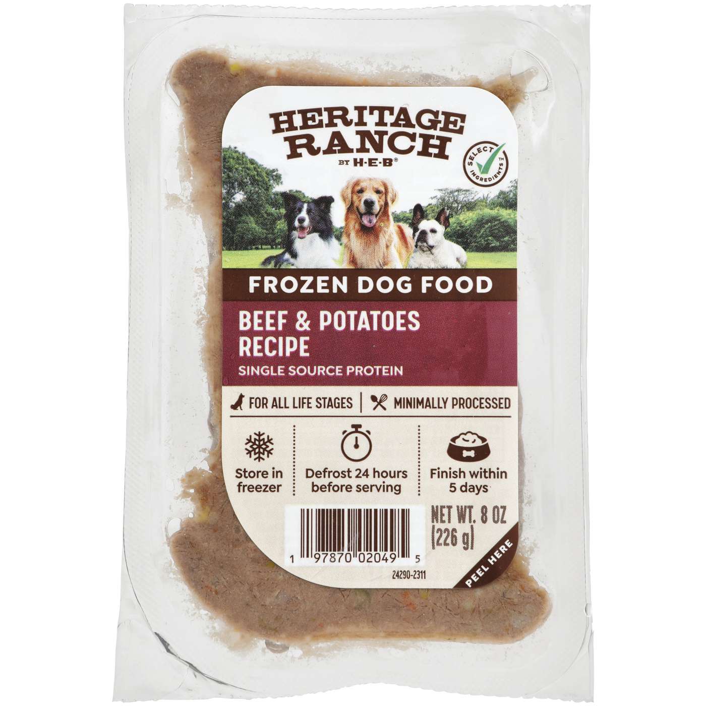 Heritage Ranch by H-E-B Frozen Dog Food – Beef & Potatoes; image 1 of 7