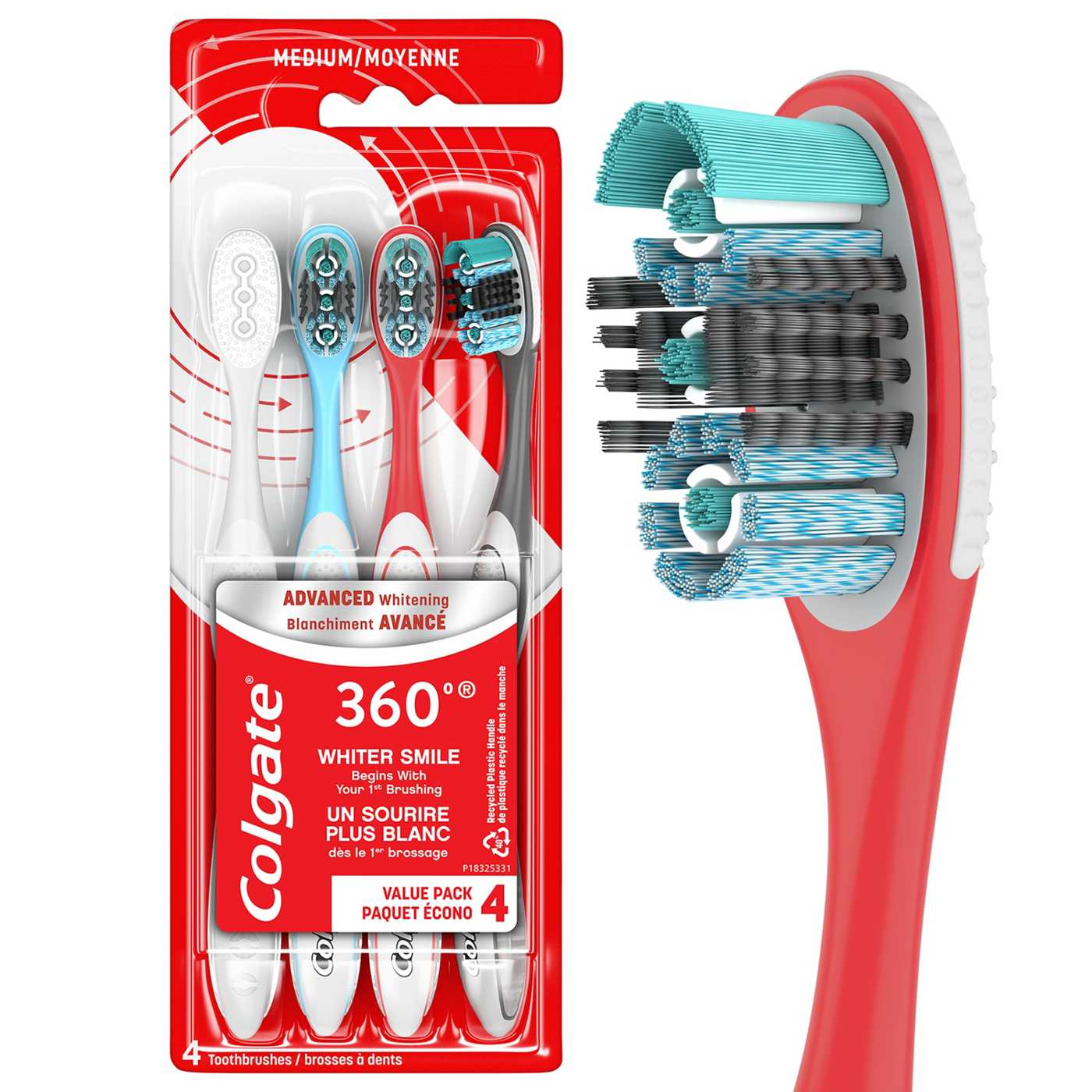 Colgate 360⁰ Advanced Optic White Toothbrushes - Medium; image 3 of 9
