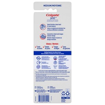 Colgate 360⁰ Advanced Optic White Toothbrushes - Medium