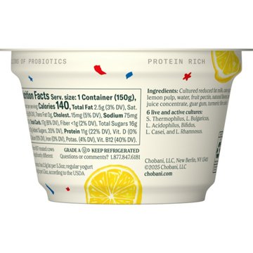 Chobani Low-Fat Lemon Blended Greek Yogurt 
