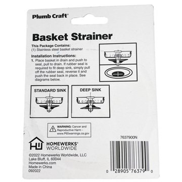 Plumb Craft Universal Replacement Kit Basket Strainer