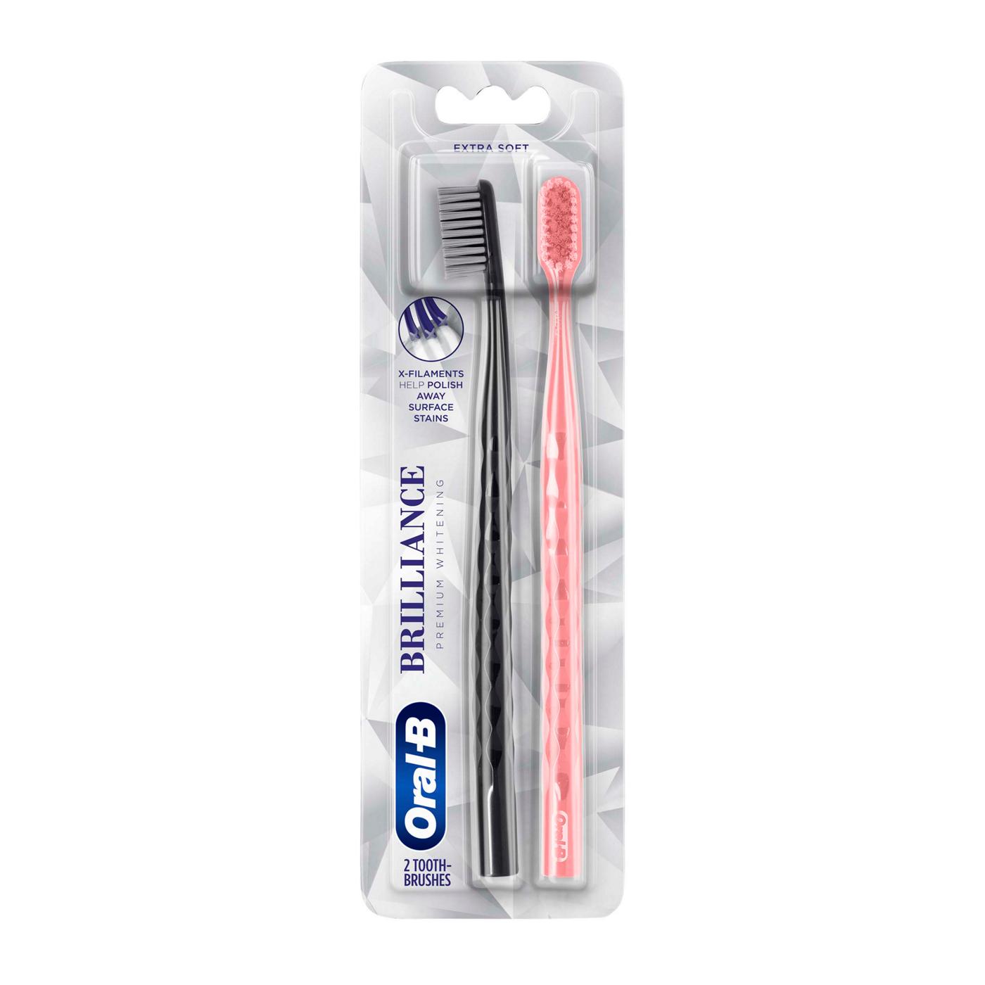 Oral-B Brilliance Toothbrush Black And Coral - Extra Soft; image 1 of 6