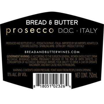 Bread & Butter Winemaker's Blend Prosecco Italy Sparkling Wine, 750 mL
