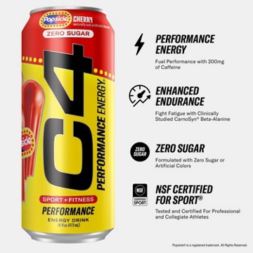 C4 Performance Zero Sugar Energy Drink - Cherry Popsicle