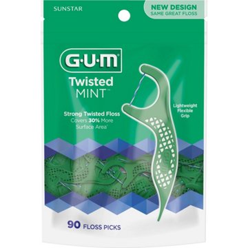 GUM Twisted Mint Floss Picks, 90 ct