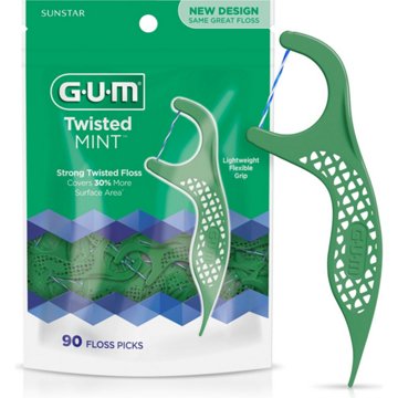 GUM Twisted Mint Floss Picks, 90 ct