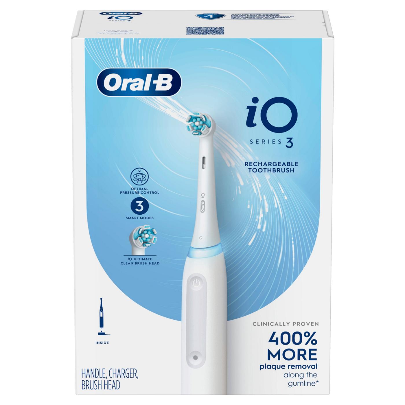 Oral-B iO Series 3 Rechargeable Toothbrush - White; image 1 of 9