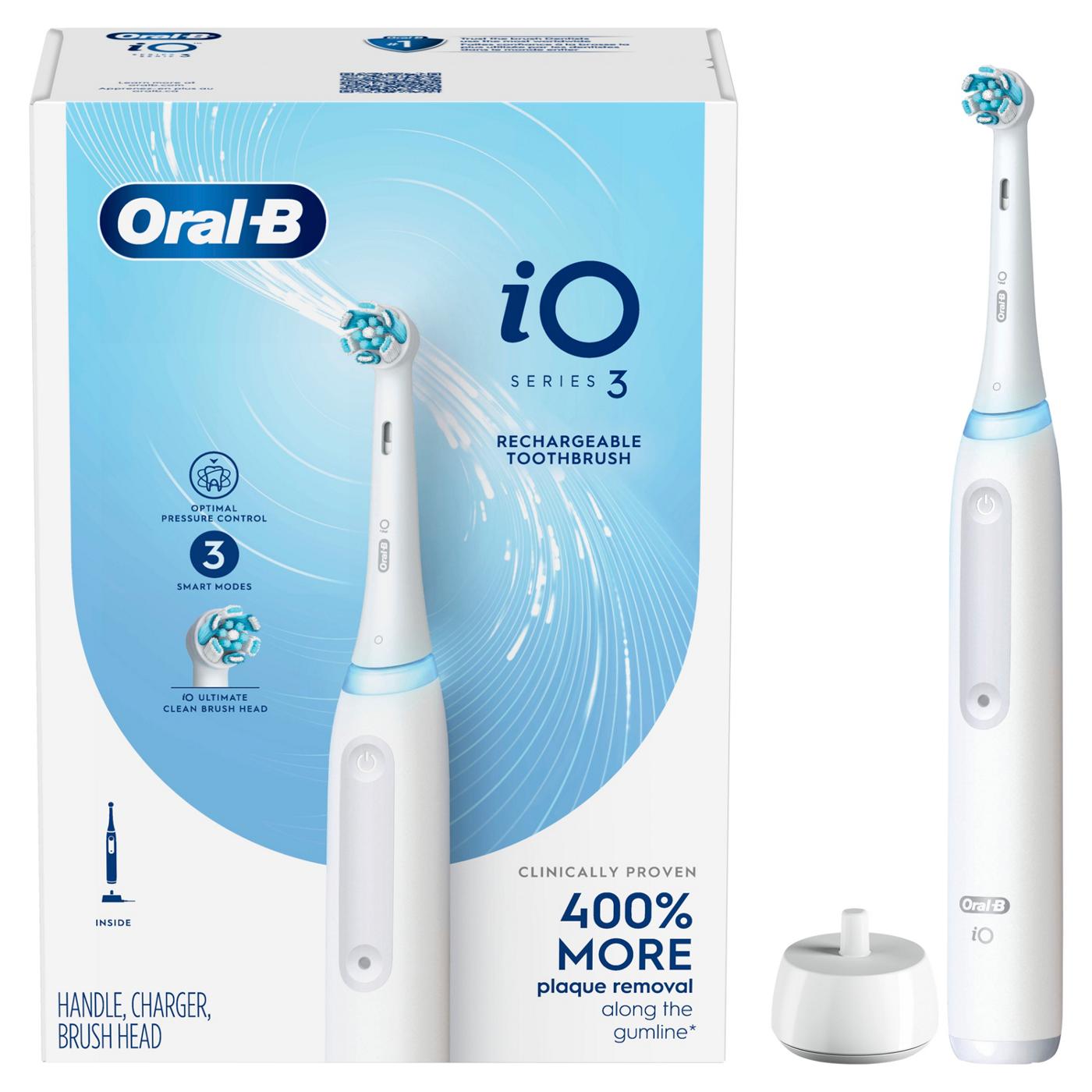Oral-B iO Series 3 Rechargeable Toothbrush - White; image 2 of 9