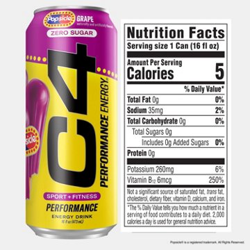 C4 Performance Zero Sugar Energy Drink - Grape Popsicle