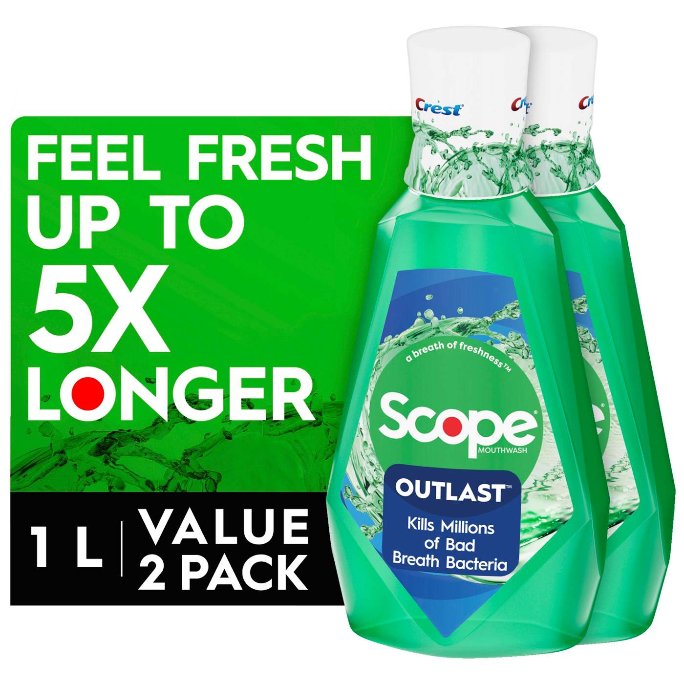 Scope Outlast Mouthwash - Fresh Mint, 2 pk; image 5 of 8