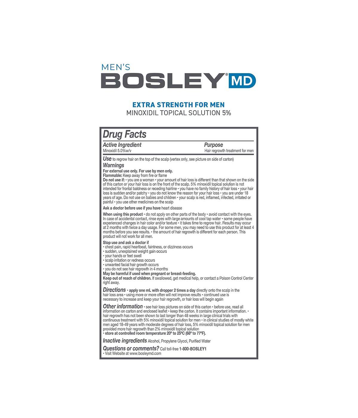 Bosley MD 5% Minoxidil Topical Solution; image 3 of 3