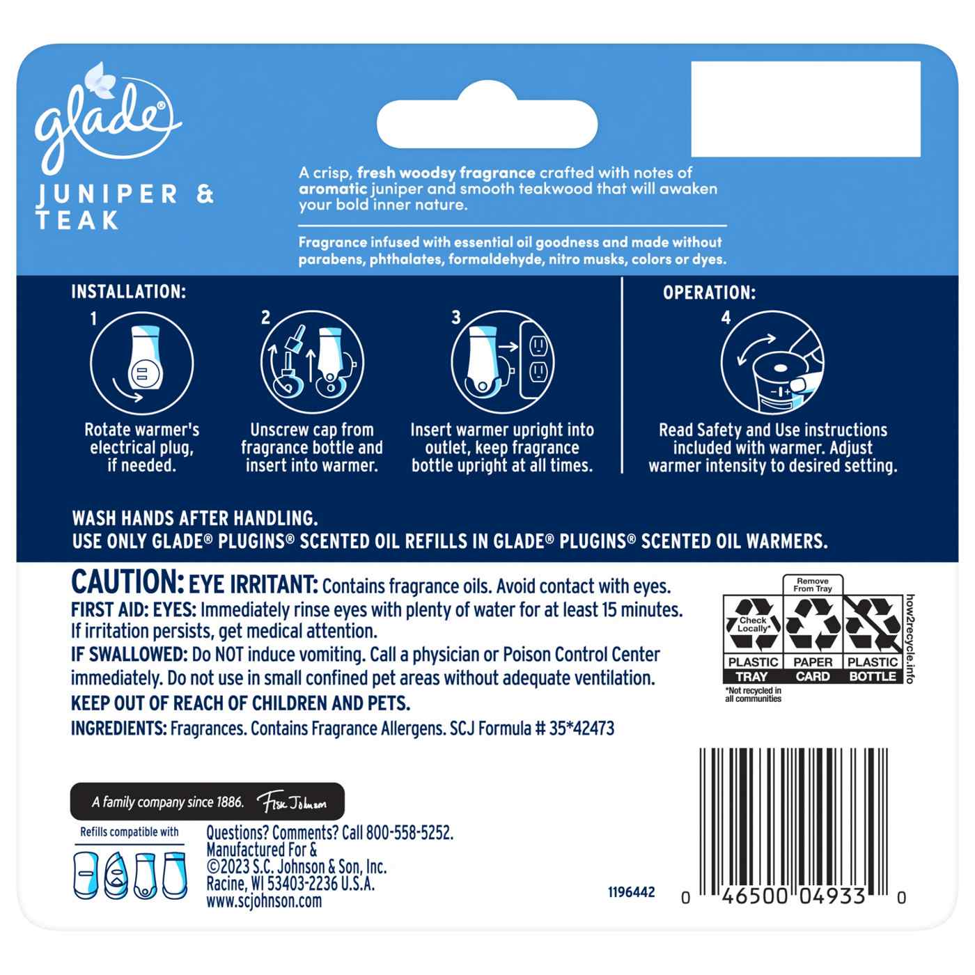 Glade PlugIns Scented Oil Refills - Juniper & Teak; image 2 of 2