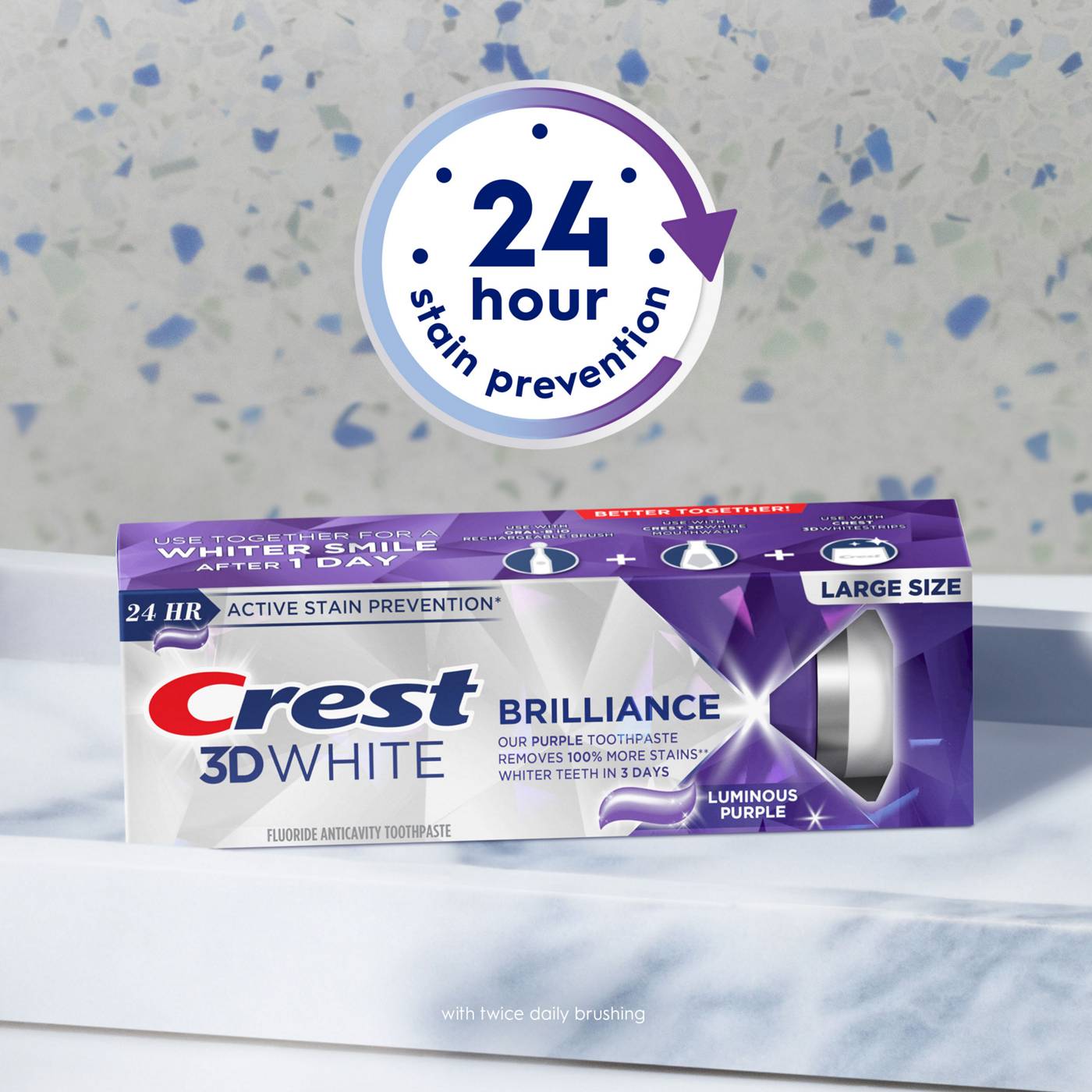 Crest 3D White Brilliance Toothpaste - Luminous Purple; image 3 of 8