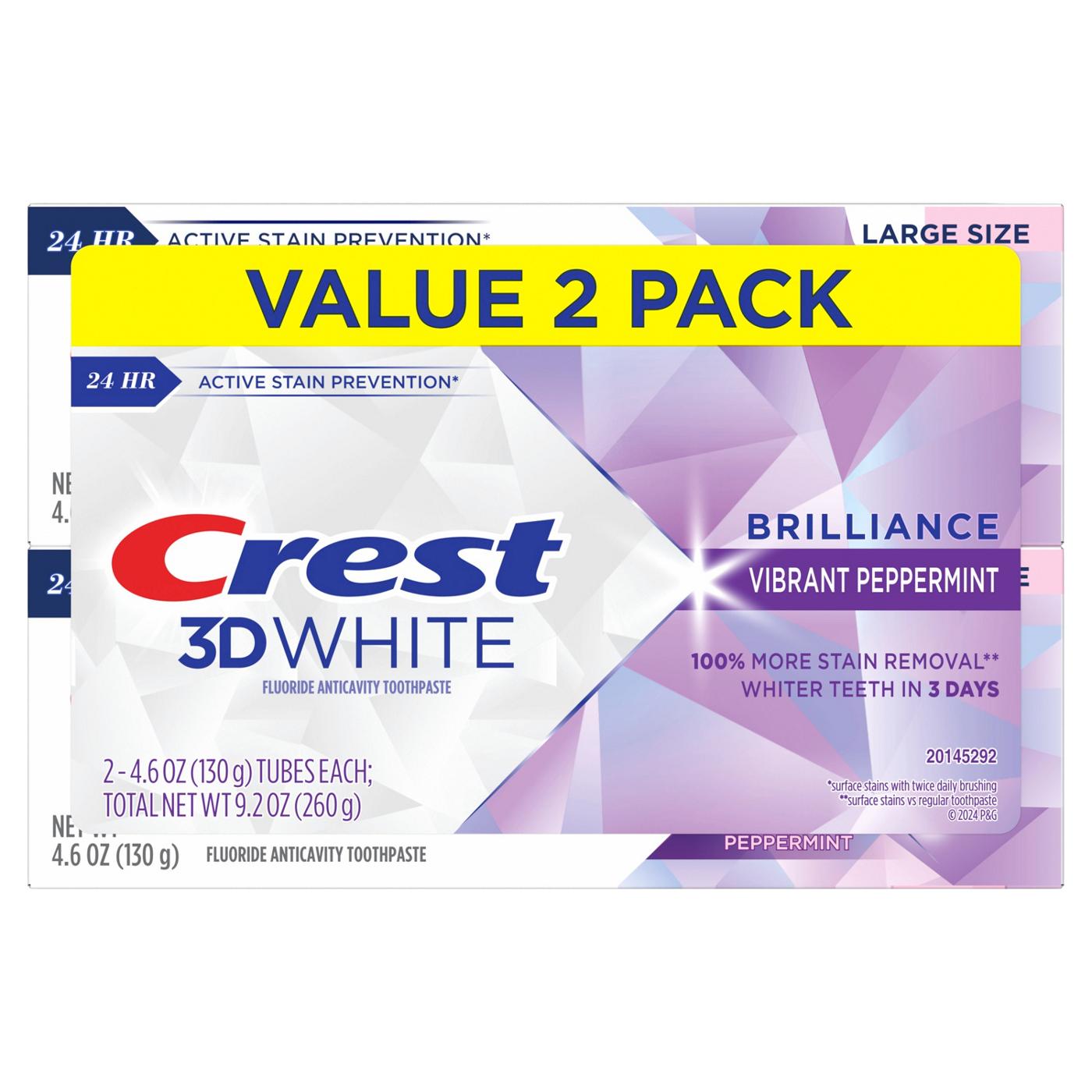 Crest 3D White Brilliance Toothpaste Vibrant Peppermint - 2 pk; image 1 of 8