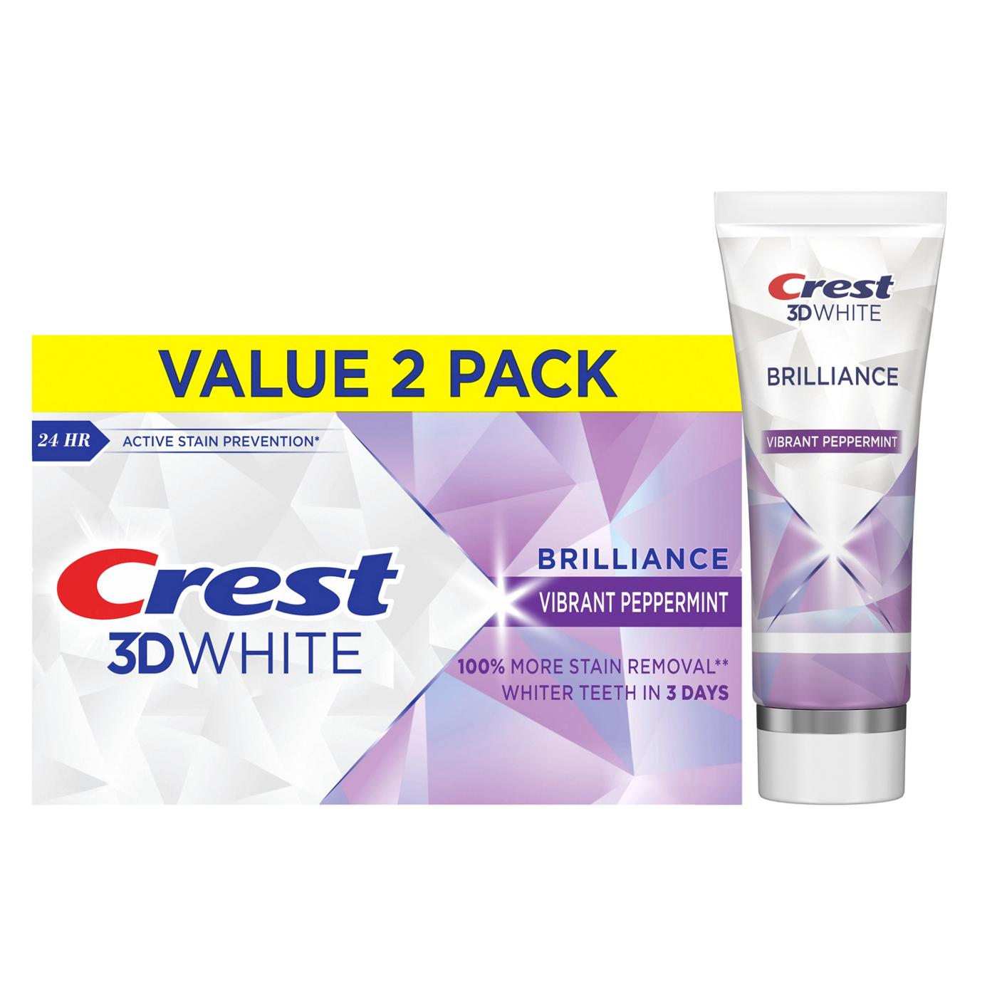 Crest 3D White Brilliance Toothpaste Vibrant Peppermint - 2 pk; image 7 of 8