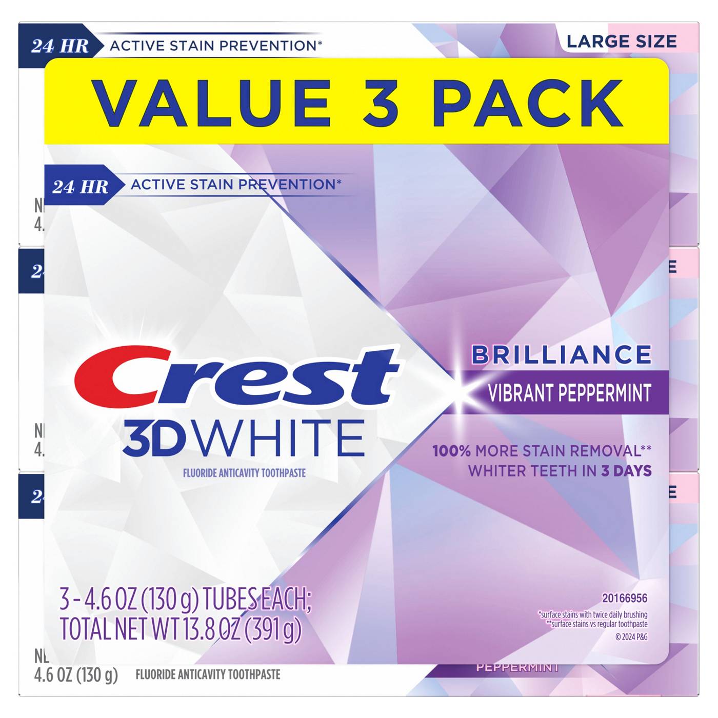 Crest 3D White Toothpaste Brilliance - Peppermint; image 1 of 8