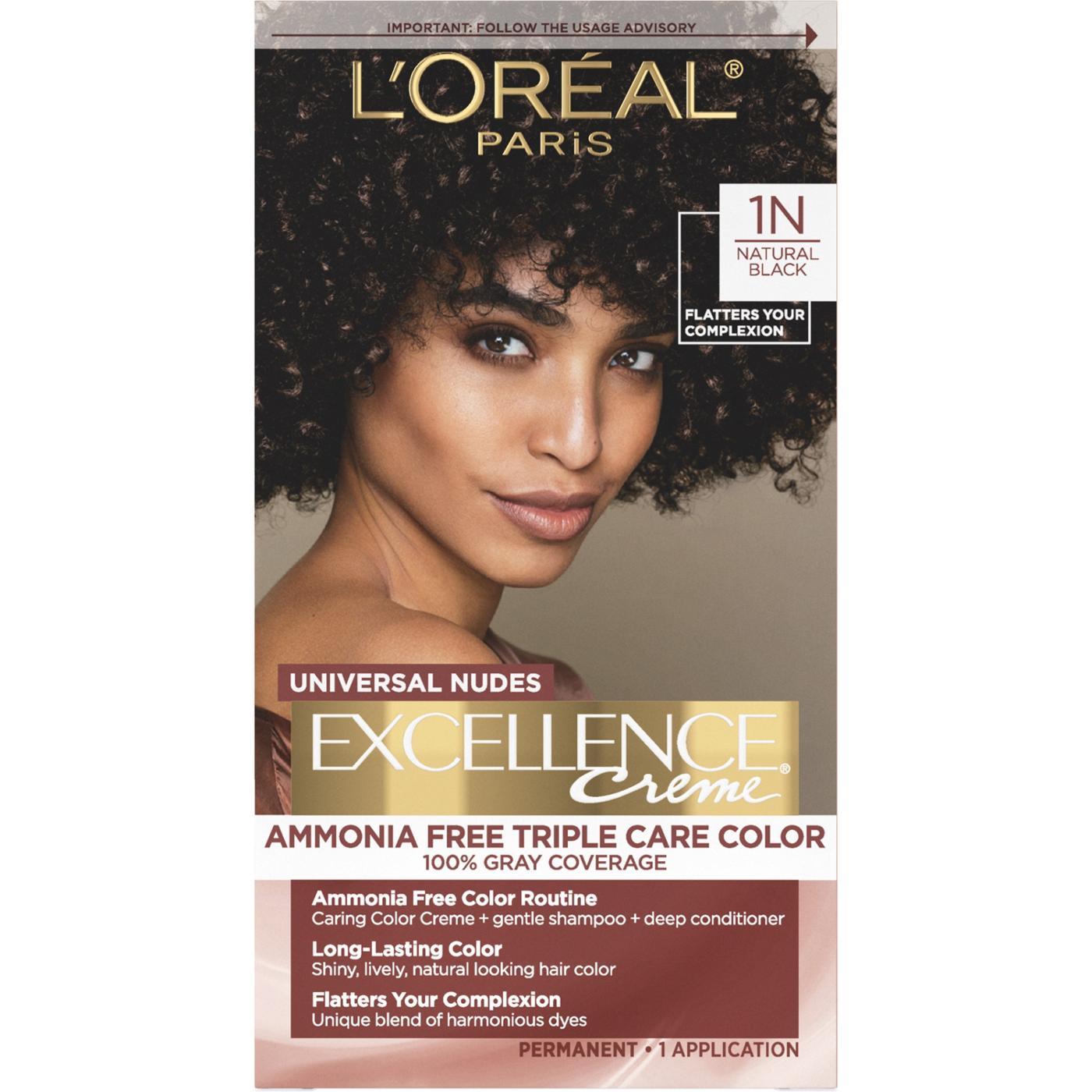 L'Oréal Paris Universal Nudes Excellence Creme Nude Hair Color - 1N Natural Black; image 1 of 2