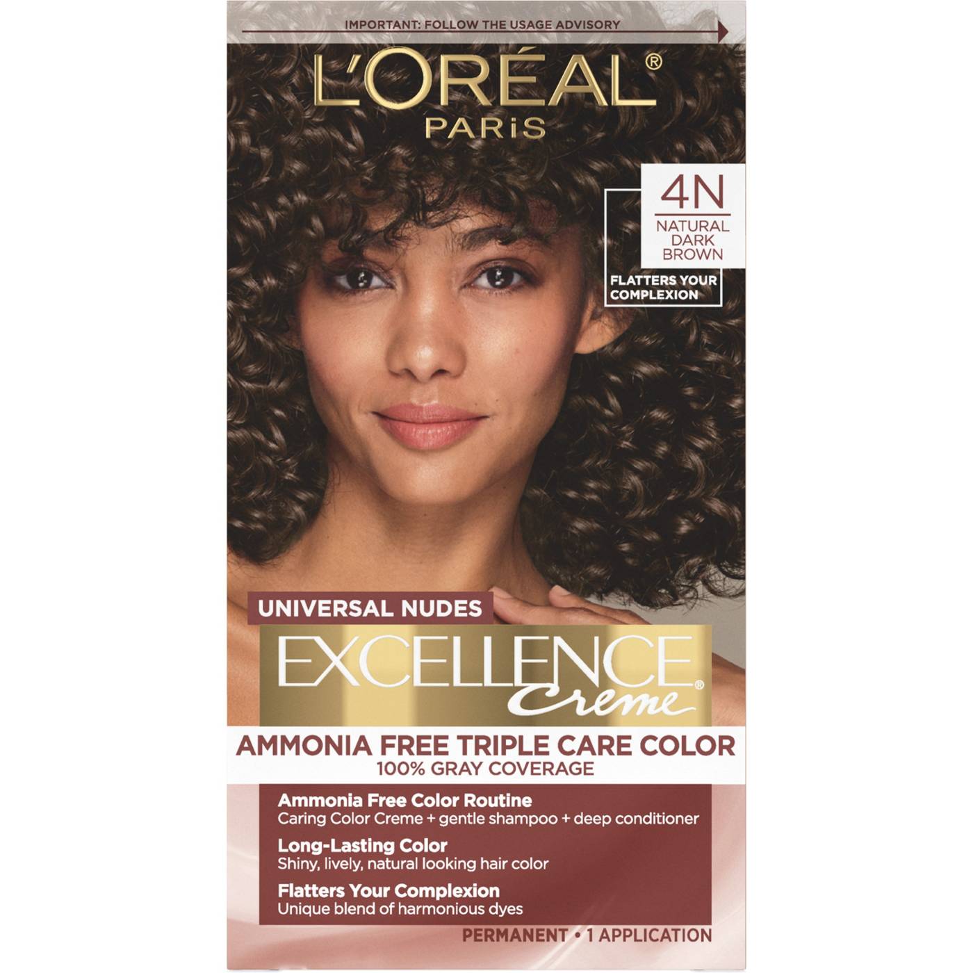 L'Oréal Paris Universal Nudes Excellence Creme Hair Color - 4N Natural Dark Brown; image 1 of 3
