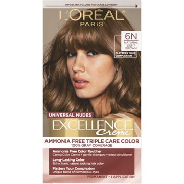 L'Oréal Paris Excellence Creme Universal Nudes Ammonia Free Permanent Hair Color - 6N Natural Light Brown