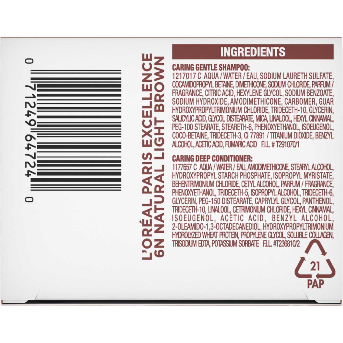 L'Oréal Paris Excellence Creme Universal Nudes Ammonia Free Permanent Hair Color - 6N Natural Light Brown; image 3 of 6