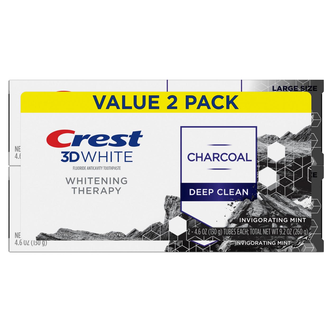Crest 3D White Whitening Therapy Charcoal Toothpaste - Deep Clean, 2 pk; image 1 of 7