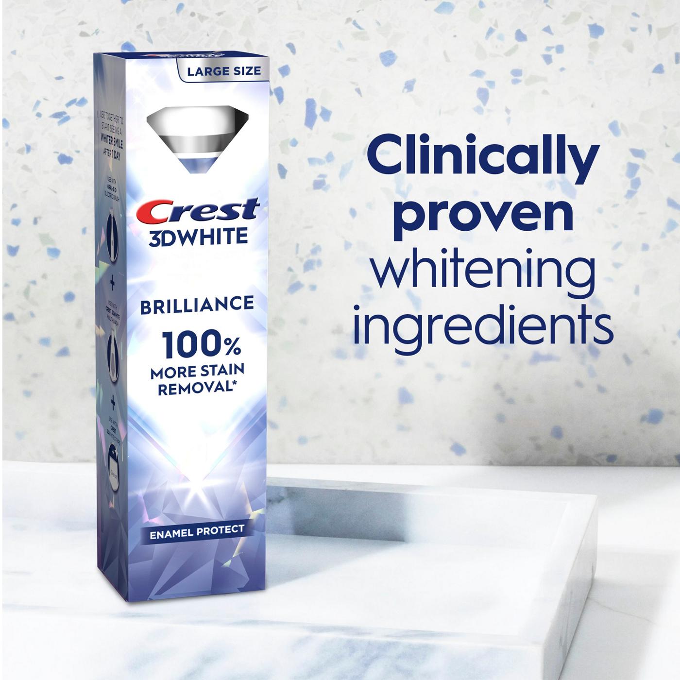 Crest 3D White Brilliance Pro Enamel Protect Teeth Whitening Toothpaste; image 3 of 8