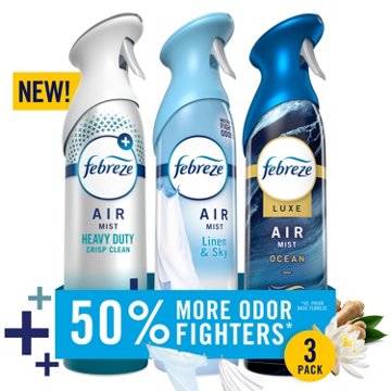 Febreze Air Mist Freshener Odor Fighting Room Spray Variety Pack
