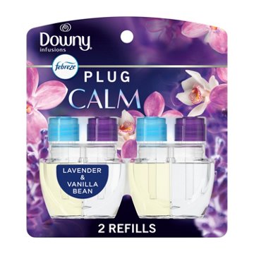 Febreze Plug In Air Freshener, Odor-Fighting Scented Oil Refill, Downy Calm Scent, 2 ct