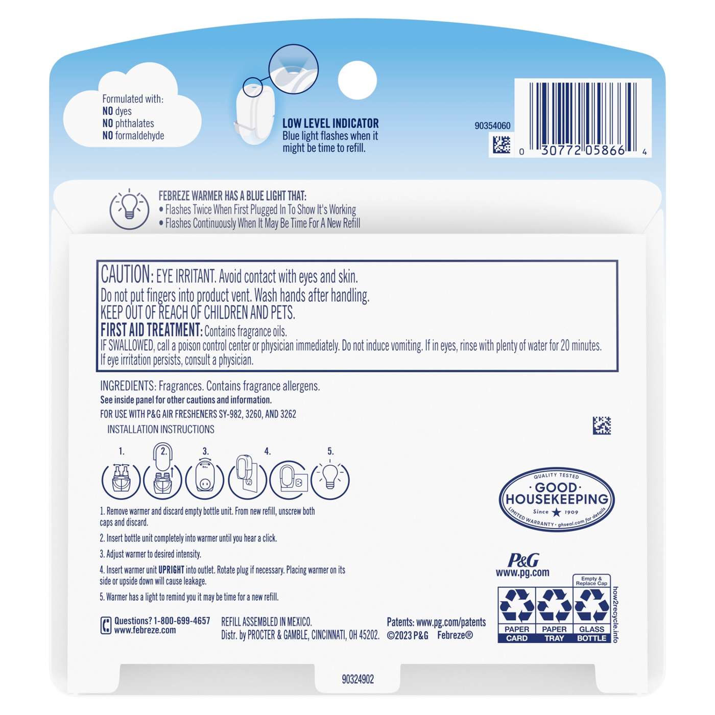 Febreze Plug In Air Freshener, Odor-Fighting Scented Oil Refill, Downy Calm Scent; image 5 of 10