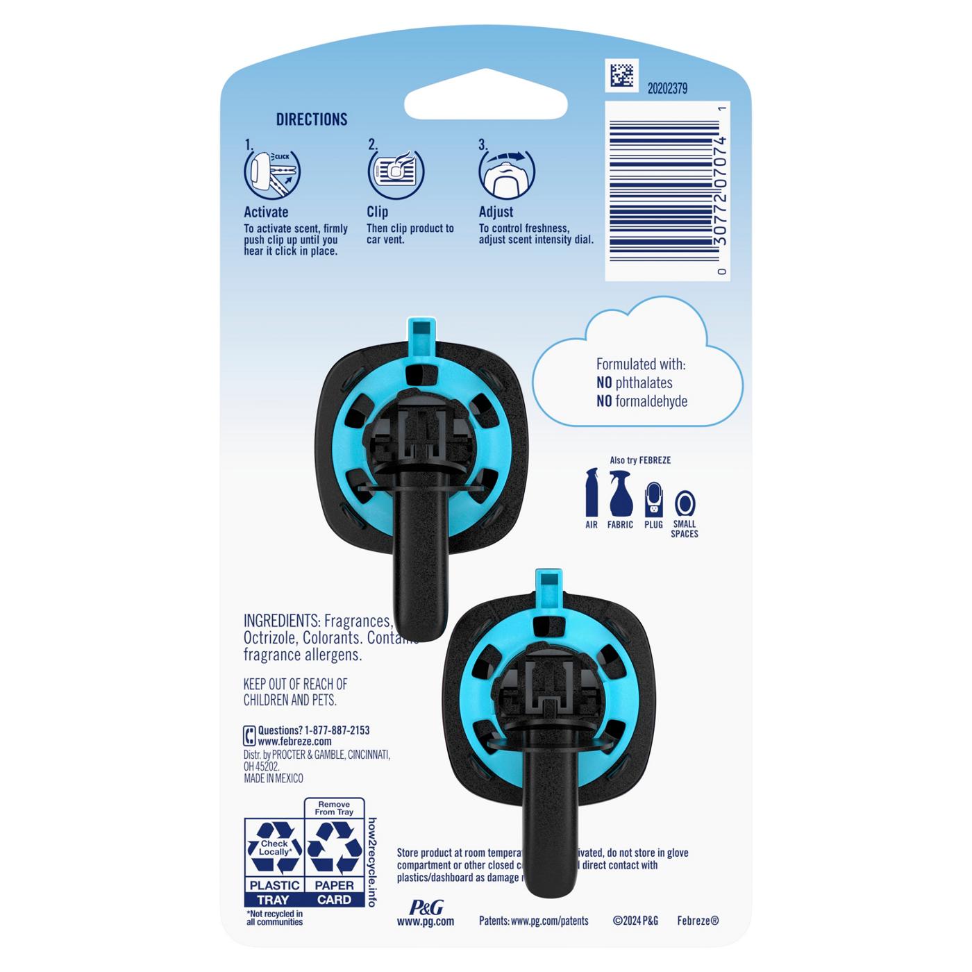 Febreze Car Air Freshener Odor-Fighting Automotive Vent Clip - Downy Calm Scent; image 7 of 9