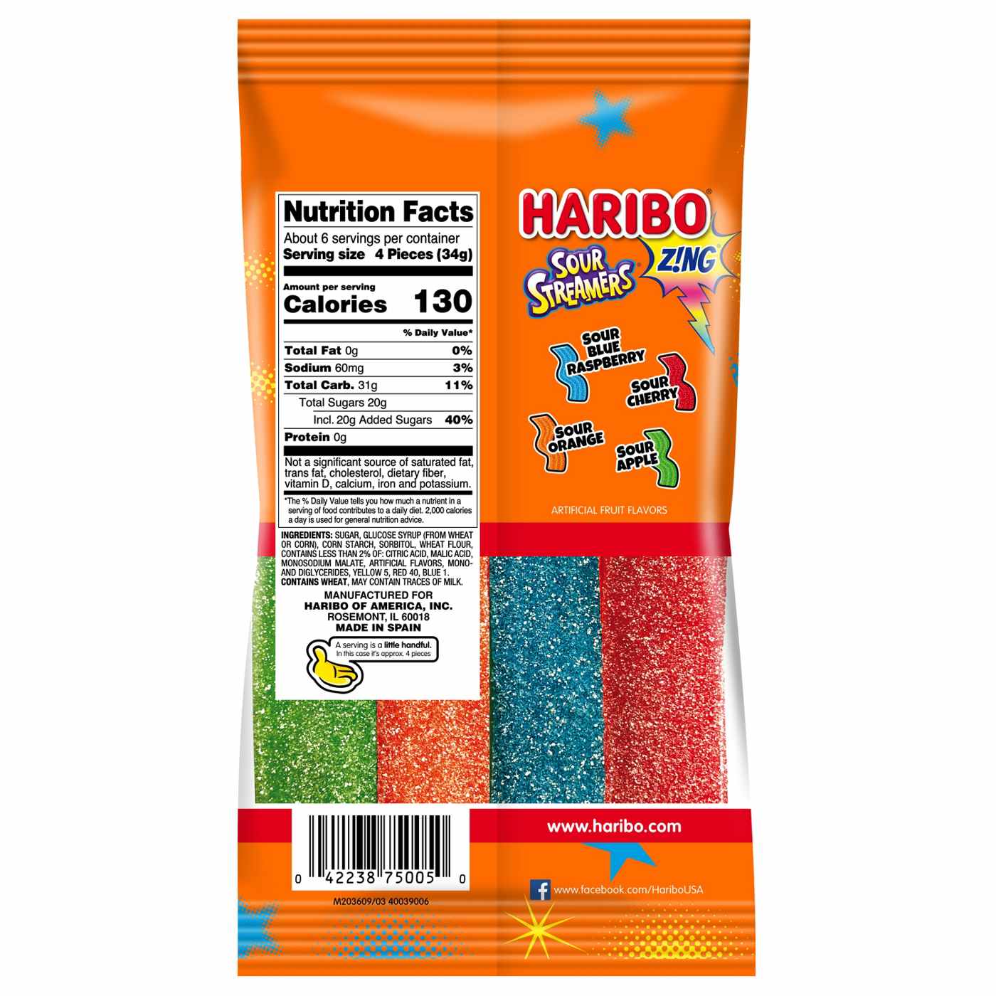 Haribo Sour Streamers Gummi Candy - Share Size; image 2 of 2