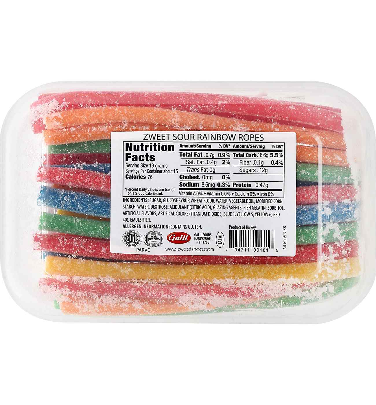 Zweet Kosher Rainbow Filled Sour Ropes Candy - Shop Candy at H-E-B