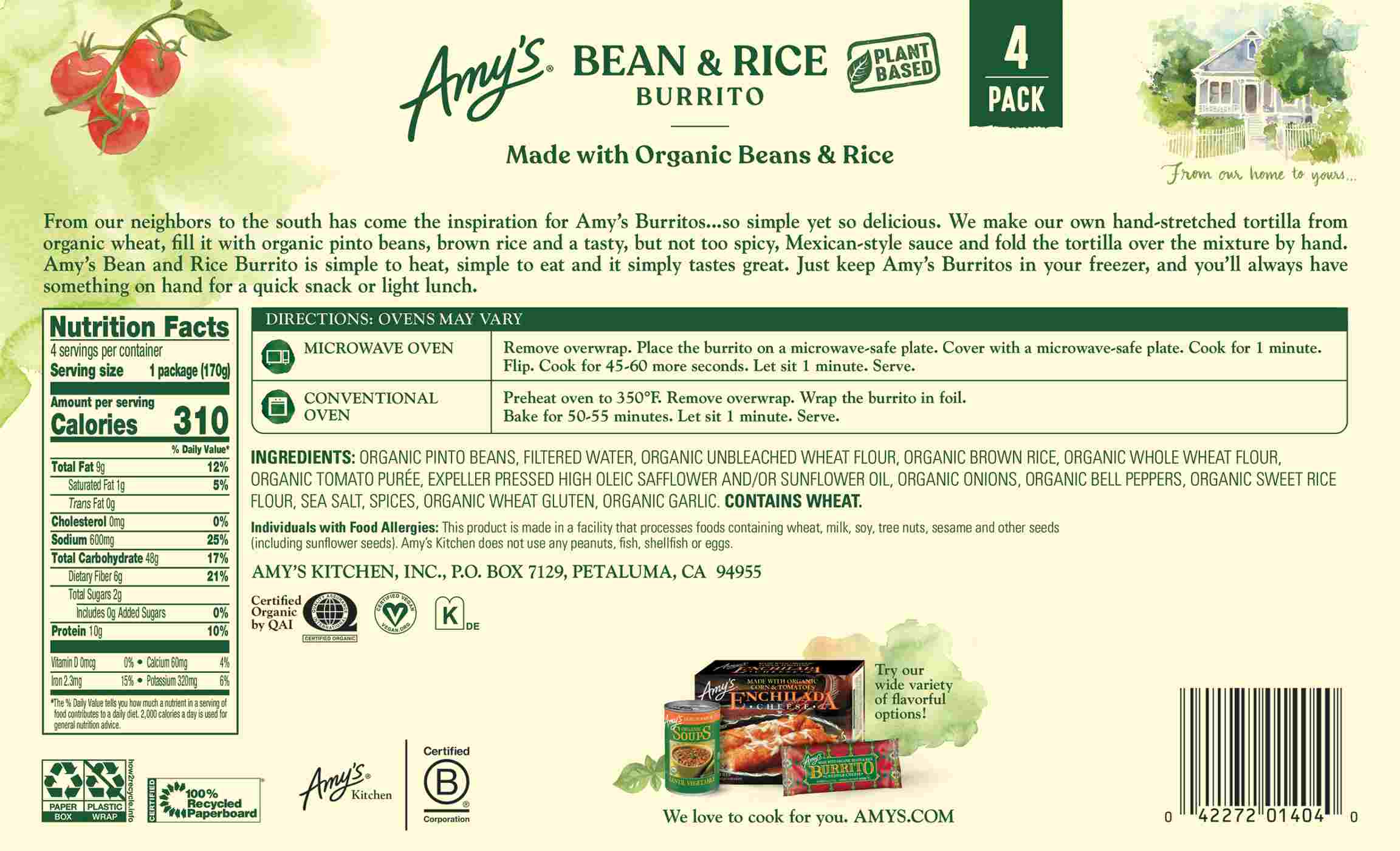 Amy's Bean & Rice Burritos; image 3 of 3