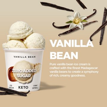 Keto Pint Zero Added Sugar Vanilla Bean Ice Cream