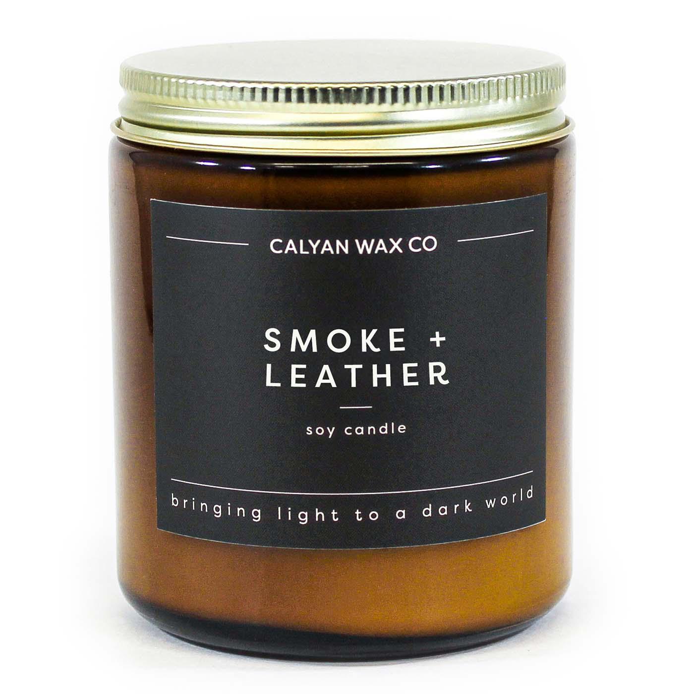 Calyan Wax Co. Smoke + Leather Scented Soy Candle; image 1 of 3
