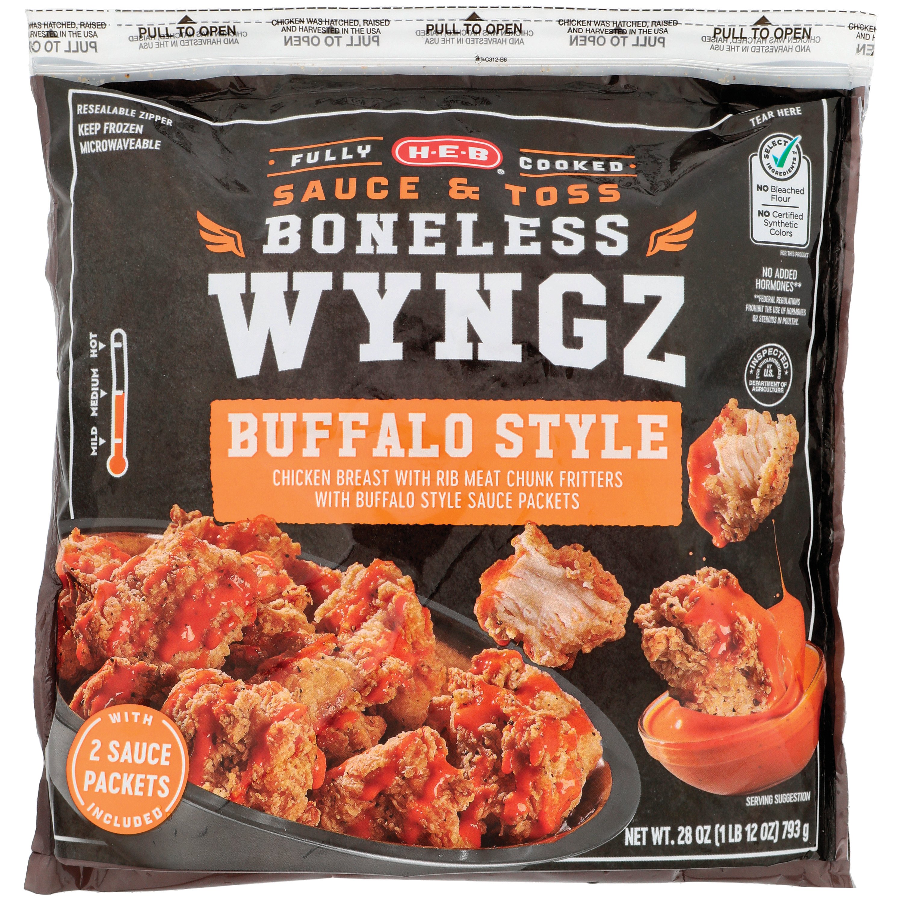 H-E-B Fully Cooked Frozen Boneless Chicken Wyngz - Buffalo Style - Shop ...